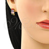 Oro Laminado Earring and Pendant Adult Set, Gold Filled Style Baguette Design, with Multicolor Cubic Zirconia, Polished, Golden Finish, 10.210.0167.4