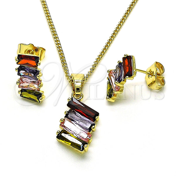 Gold Filled Ring — Earring and Pendant Adult Set Baguette Design with — main product view — SKU 149309 | Oro Laminado anillo — Earring and Pendant Adult Set Baguette diseño with — SKU 149309