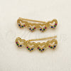 Oro Laminado Earcuff, Gold Filled Style Heart Design, with Multicolor Micro Pave, Polished, Golden Finish, 02.210.0742