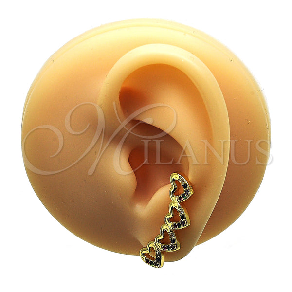 Gold Filled Ring — Earcuff Heart Design with Multicolor Micro Pave Polished — main product view — SKU 149310 | Oro Laminado anillo — Earcuff corazón diseño with Multicolor Micro Pave pulido — SKU 149310