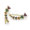 Oro Laminado Earcuff, Gold Filled Style with Multicolor Micro Pave, Polished, Golden Finish, 02.210.0743.1