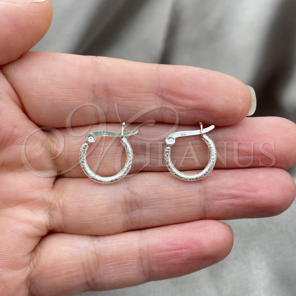 Sterling Silver Hoop Earrings — Small Hoop Hollow Design Diamond Cutting 02. — alternate product view — SKU 149313 | Plata 925 aretes de aro — Small Hoop Hollow diseño Diamond Cutting 02. — SKU 149313