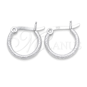 Sterling Silver Small Hoop, Hollow Design, Diamond Cutting Finish, Silver Finish, 02.401.0001.12