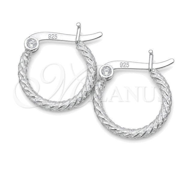 Sterling Silver Small Hoop, Hollow Design, Diamond Cutting Finish, Silver Finish, 02.401.0002.12