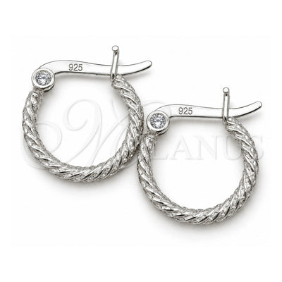Sterling Silver Small Hoop, Hollow Design, Diamond Cutting Finish, Silver Finish, 02.401.0002.12