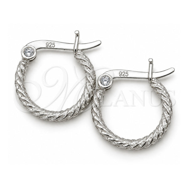 Sterling Silver Small Hoop, Hollow Design, Diamond Cutting Finish, Silver Finish, 02.401.0002.12
