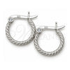 Sterling Silver Small Hoop, Hollow Design, Diamond Cutting Finish, Silver Finish, 02.401.0002.12