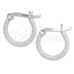 Sterling Silver Small Hoop, Hollow Design, Diamond Cutting Finish, Silver Finish, 02.401.0003.12