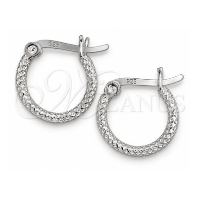 Sterling Silver Small Hoop, Hollow Design, Diamond Cutting Finish, Silver Finish, 02.401.0003.12