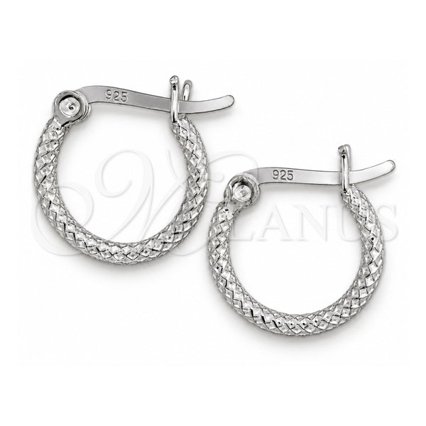 Sterling Silver Small Hoop, Hollow Design, Diamond Cutting Finish, Silver Finish, 02.401.0003.12