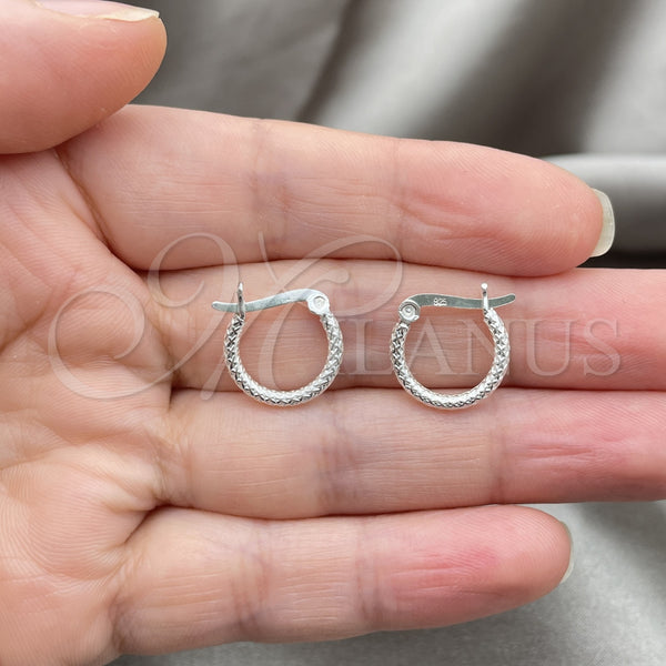 Sterling Silver Hoop Earrings — Small Hoop Diamond Cutting 02. — alternate product view — SKU 149317 | Plata 925 aretes de aro — Small Hoop Diamond Cutting 02. — SKU 149317