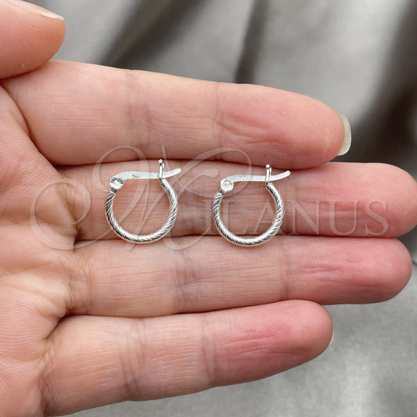 Sterling Silver Hoop Earrings — Small Hoop Diamond Cutting 02. — alternate product view — SKU 149319 | Plata 925 aretes de aro — Small Hoop Diamond Cutting 02. — SKU 149319