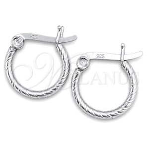 Sterling Silver Small Hoop, Diamond Cutting Finish, Silver Finish, 02.401.0005.12