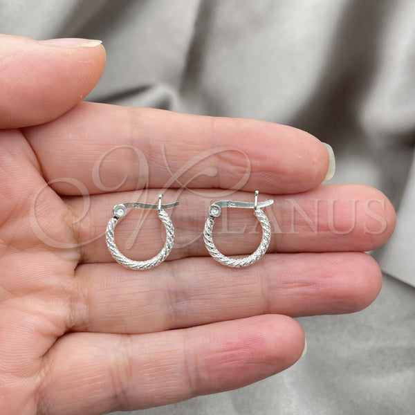 Sterling Silver Hoop Earrings — Small Hoop Diamond Cutting 02. — alternate product view — SKU 149320 | Plata 925 aretes de aro — Small Hoop Diamond Cutting 02. — SKU 149320