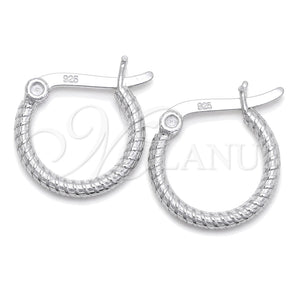 Sterling Silver Small Hoop, Diamond Cutting Finish, Silver Finish, 02.401.0007.12