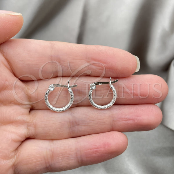 Sterling Silver Hoop Earrings — Small Hoop Diamond Cutting 02. — alternate product view — SKU 149322 | Plata 925 aretes de aro — Small Hoop Diamond Cutting 02. — SKU 149322