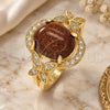Oro Laminado Multi Stone Ring, Gold Filled Style Butterfly Design, with Brown Goldstone Venturina and White Micro Pave, Polished, Golden Finish, 01.284.0062.08 (Size 8)