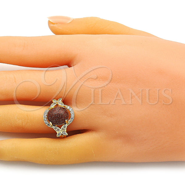 Gold Filled Ring — Multi Stone Ring Butterfly Design with Brown Goldstone — alternate product view — SKU 149328 | Oro Laminado anillo — Multi Stone Ring Butterfly diseño with Brown Goldstone — SKU 149328