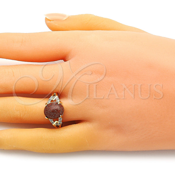 Gold Filled Ring — Multi Stone Ring with Brown Goldstone Venturina and — alternate product view — SKU 149329 | Oro Laminado anillo — Multi Stone Ring with Brown Goldstone Venturina and — SKU 149329
