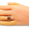 Oro Laminado Multi Stone Ring, Gold Filled Style with Brown Goldstone Venturina and White Micro Pave, Polished, Golden Finish, 01.284.0063.07 (Size 7)