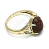 Oro Laminado Multi Stone Ring, Gold Filled Style with Brown Goldstone Venturina and White Micro Pave, Polished, Golden Finish, 01.284.0063.07 (Size 7)
