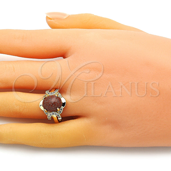 Gold Filled Ring — Multi Stone Ring with Brown Goldstone Venturina and — alternate product view — SKU 149334 | Oro Laminado anillo — Multi Stone Ring with Brown Goldstone Venturina and — SKU 149334
