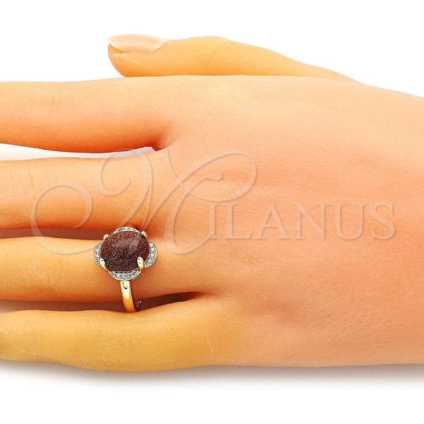 Gold Filled Ring — Multi Stone Ring with Brown Goldstone Venturina and — alternate product view — SKU 149337 | Oro Laminado anillo — Multi Stone Ring with Brown Goldstone Venturina and — SKU 149337