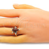 Oro Laminado Multi Stone Ring, Gold Filled Style Turtle Design, with Brown Goldstone Venturina and White Micro Pave, Polished, Golden Finish, 01.284.0066.07 (Size 7)