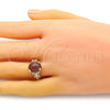 Oro Laminado Multi Stone Ring, Gold Filled Style Butterfly Design, with Brown Goldstone Venturina and White Micro Pave, Polished, Golden Finish, 01.284.0067.08 (Size 8)