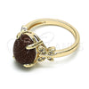 Oro Laminado Multi Stone Ring, Gold Filled Style Butterfly Design, with Brown Goldstone Venturina and White Micro Pave, Polished, Golden Finish, 01.284.0067.08 (Size 8)