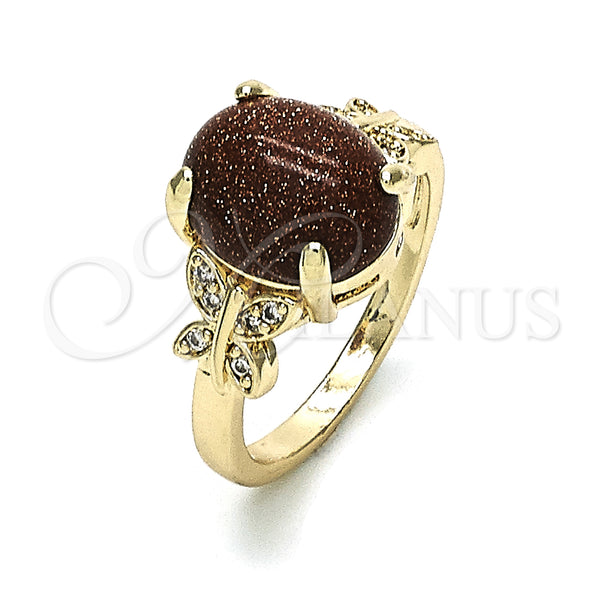 Gold Filled Ring — Multi Stone Ring Butterfly Design with Brown Goldstone — main product view — SKU 149342 | Oro Laminado anillo — Multi Stone Ring Butterfly diseño with Brown Goldstone — SKU 149342