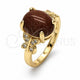 Oro Laminado Multi Stone Ring, Gold Filled Style Butterfly Design, with Brown Goldstone Venturina and White Micro Pave, Polished, Golden Finish, 01.284.0067.09 (Size 9)