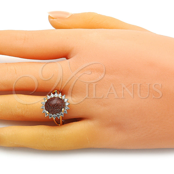 Gold Filled Ring — Multi Stone Ring with Brown Goldstone Venturina and — alternate product view — SKU 149344 | Oro Laminado anillo — Multi Stone Ring with Brown Goldstone Venturina and — SKU 149344