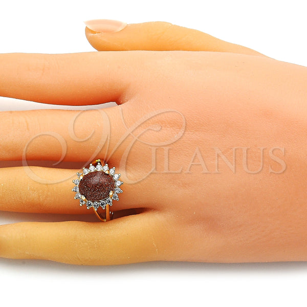 Gold Filled Ring — Multi Stone Ring with Brown Goldstone Venturina and — alternate product view — SKU 149345 | Oro Laminado anillo — Multi Stone Ring with Brown Goldstone Venturina and — SKU 149345
