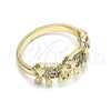 Oro Laminado Multi Stone Ring, Gold Filled Style Elephant Design, with White Micro Pave, Polished, Golden Finish, 01.284.0069.08 (Size 8)