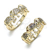 Oro Laminado Multi Stone Ring, Gold Filled Style Elephant Design, with White Micro Pave, Polished, Golden Finish, 01.284.0069.08 (Size 8)