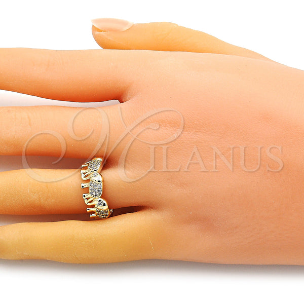 Gold Filled Ring — Multi Stone Ring Elephant Design with White Micro — alternate product view — SKU 149349 | Oro Laminado anillo — Multi Stone Ring Elephant diseño with blanco Micro — SKU 149349