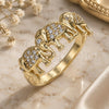 Oro Laminado Multi Stone Ring, Gold Filled Style Elephant Design, with White Micro Pave, Polished, Golden Finish, 01.284.0069.09 (Size 9)