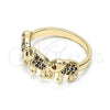 Oro Laminado Multi Stone Ring, Gold Filled Style Elephant Design, with Multicolor Micro Pave, Polished, Golden Finish, 01.284.0069.1.08 (Size 8)