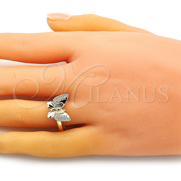 Gold Filled Ring — Multi Stone Ring Butterfly Design with White Micro — alternate product view — SKU 149353 | Oro Laminado anillo — Multi Stone Ring Butterfly diseño with blanco Micro — SKU 149353
