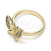 Oro Laminado Multi Stone Ring, Gold Filled Style Butterfly Design, with Multicolor Micro Pave, Polished, Golden Finish, 01.284.0070.1.07 (Size 7)