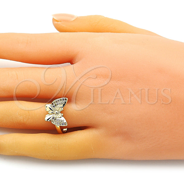 Gold Filled Ring — Multi Stone Ring Butterfly Design with Multicolor Micro — alternate product view — SKU 149358 | Oro Laminado anillo — Multi Stone Ring Butterfly diseño with Multicolor Micro — SKU 149358