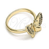 Oro Laminado Multi Stone Ring, Gold Filled Style Butterfly Design, with Multicolor Micro Pave, Polished, Golden Finish, 01.284.0070.1.09 (Size 9)