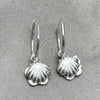 Sterling Silver Small Hoop, Shell and Flower Design, Polished, Silver Finish, 02.401.0009.15