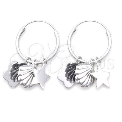 Sterling Silver Small Hoop, Shell and Flower Design, Polished, Silver Finish, 02.401.0009.15 for wholesale, main product view