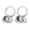 Sterling Silver Small Hoop, Shell and Flower Design, Polished, Silver Finish, 02.401.0009.15