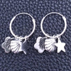Sterling Silver Small Hoop, Shell and Flower Design, Polished, Silver Finish, 02.401.0009.15