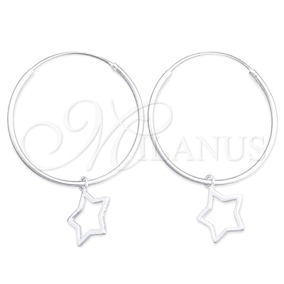 Sterling Silver Small Hoop, Star Design, Polished, Silver Finish, 02.401.0012.25 for wholesale, main product view