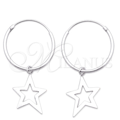 Sterling Silver Small Hoop, Star Design, Polished, Silver Finish, 02.401.0013.20 for wholesale, main product view
