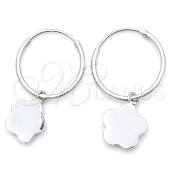Sterling Silver Small Hoop, Flower Design, Polished, Silver Finish, 02.401.0015.15